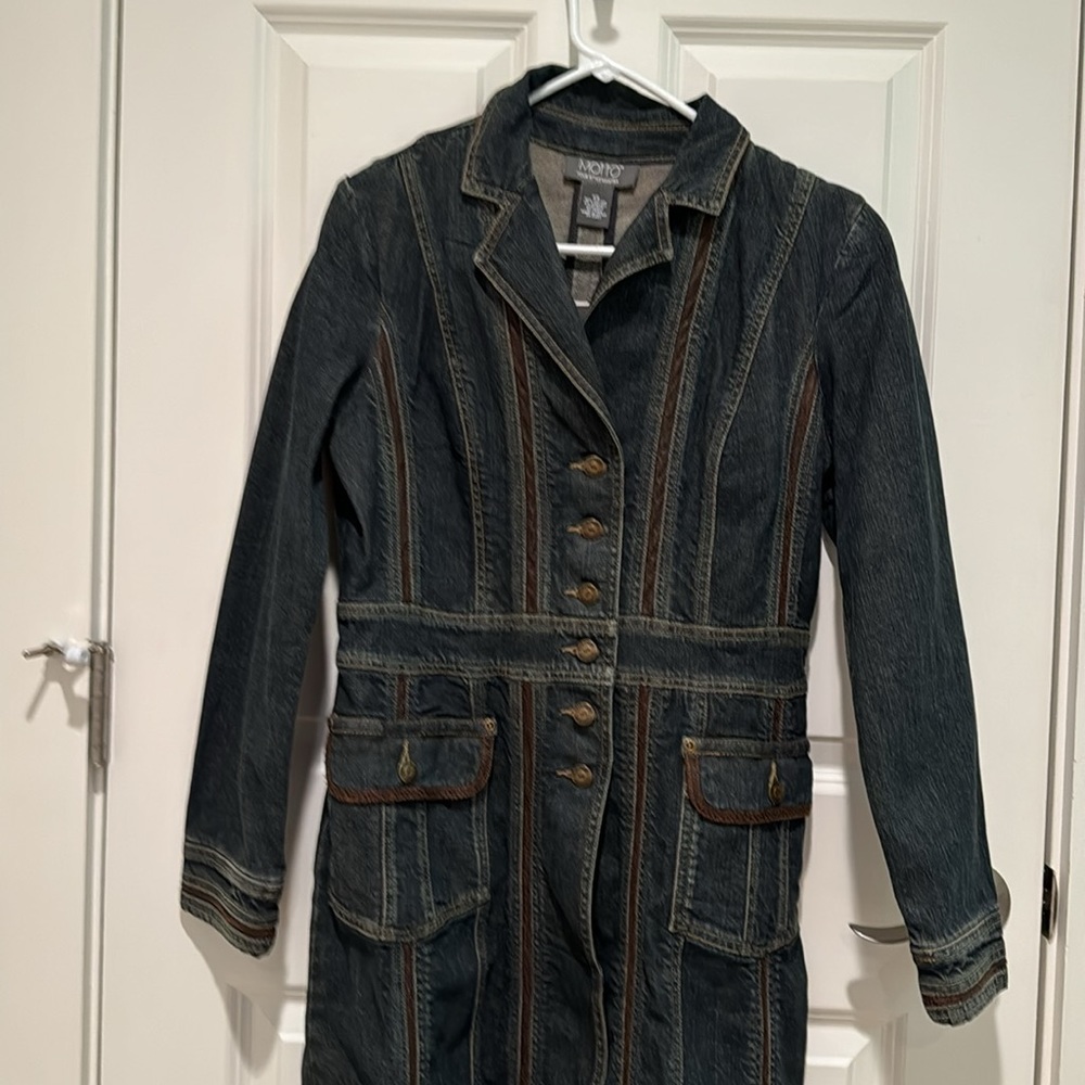 Motto Denim 3/4 Length Duster Style Jacket Size XS NWT - Picture 2 of 12